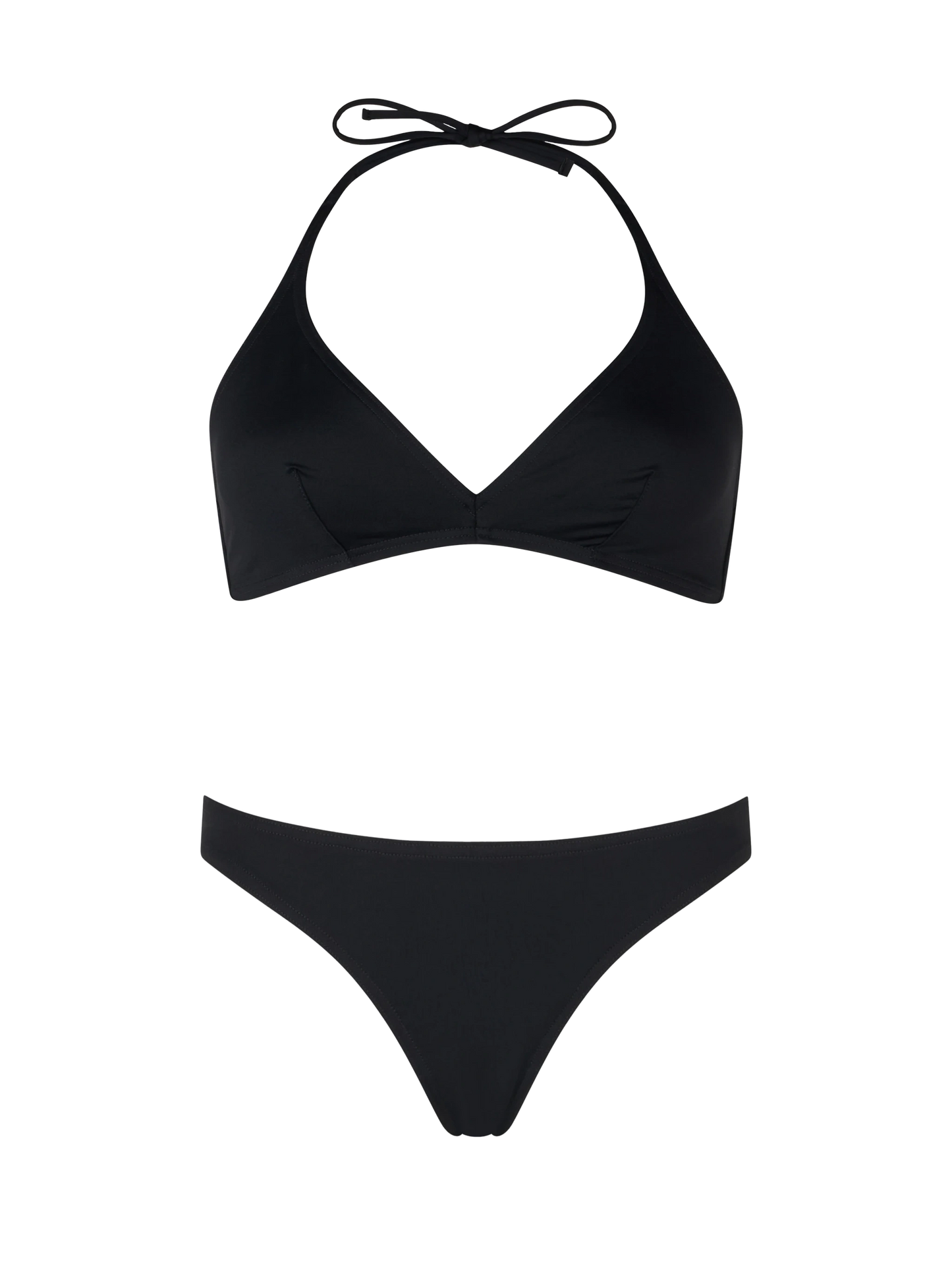Maia high-waist black swim briefs - Gaia black triangle bralette top - MC2 Saint Barth