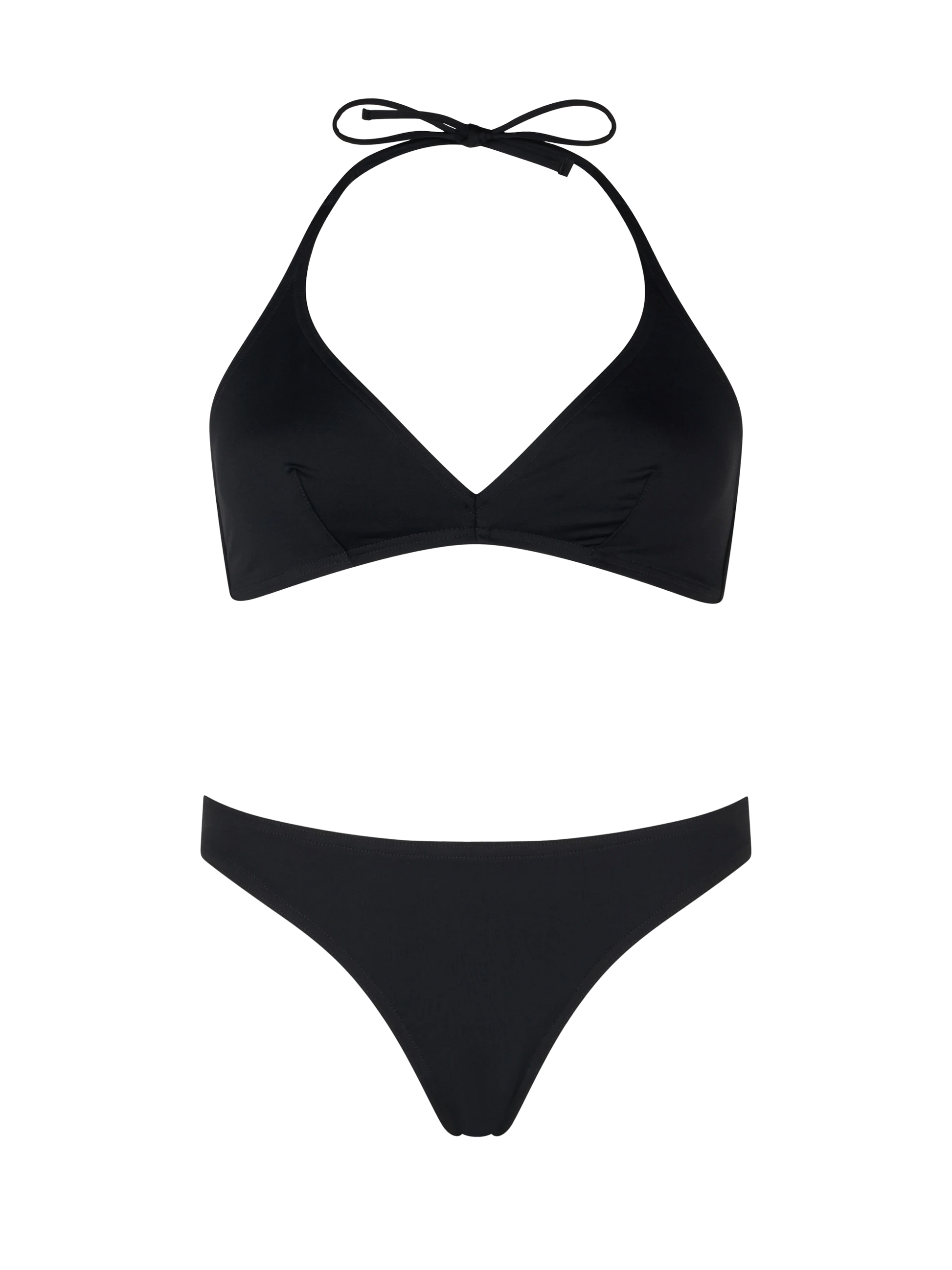 Maia high-waist black swim briefs - Gaia black triangle bralette top - MC2 Saint Barth