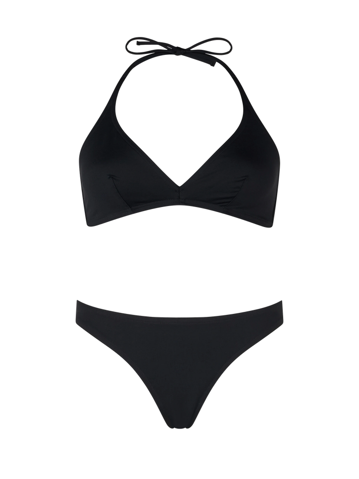Maia high-waist black swim briefs - Gaia black triangle bralette top - MC2 Saint Barth