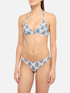 Bikini triangolo fisso Gaia Lido con slip classico e stampa paisley