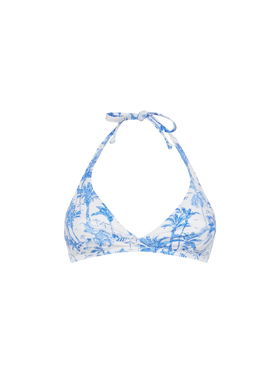 Gaia triangle bralette top with toile de jouy print - MC2 Saint Barth