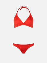 Woman orange triangle bralette bikini Gaia Maia