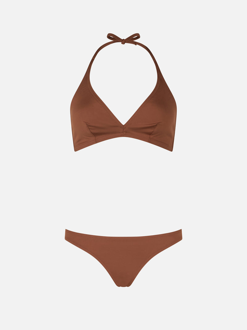 Brauner Triangel-Bralette-Bikini für Damen von Gaia Maia