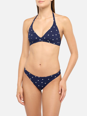 Gaia Maia Triangel-Bikini mit festem Bein, hochgeschnittenem Höschen und Polka-Dot-Muster