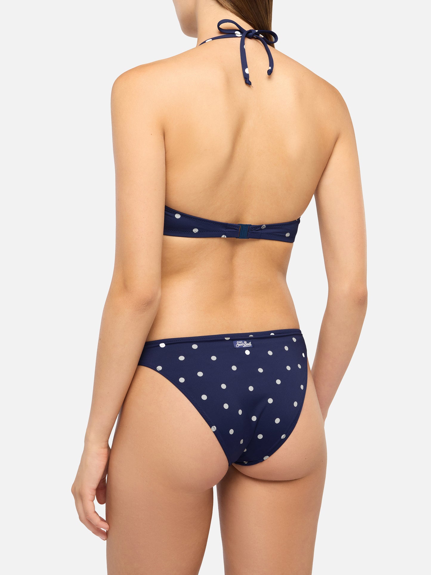 Gaia Maia Triangel-Bikini mit festem Bein, hochgeschnittenem Höschen und Polka-Dot-Muster