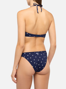 Gaia Maia Triangel-Bikini mit festem Bein, hochgeschnittenem Höschen und Polka-Dot-Muster