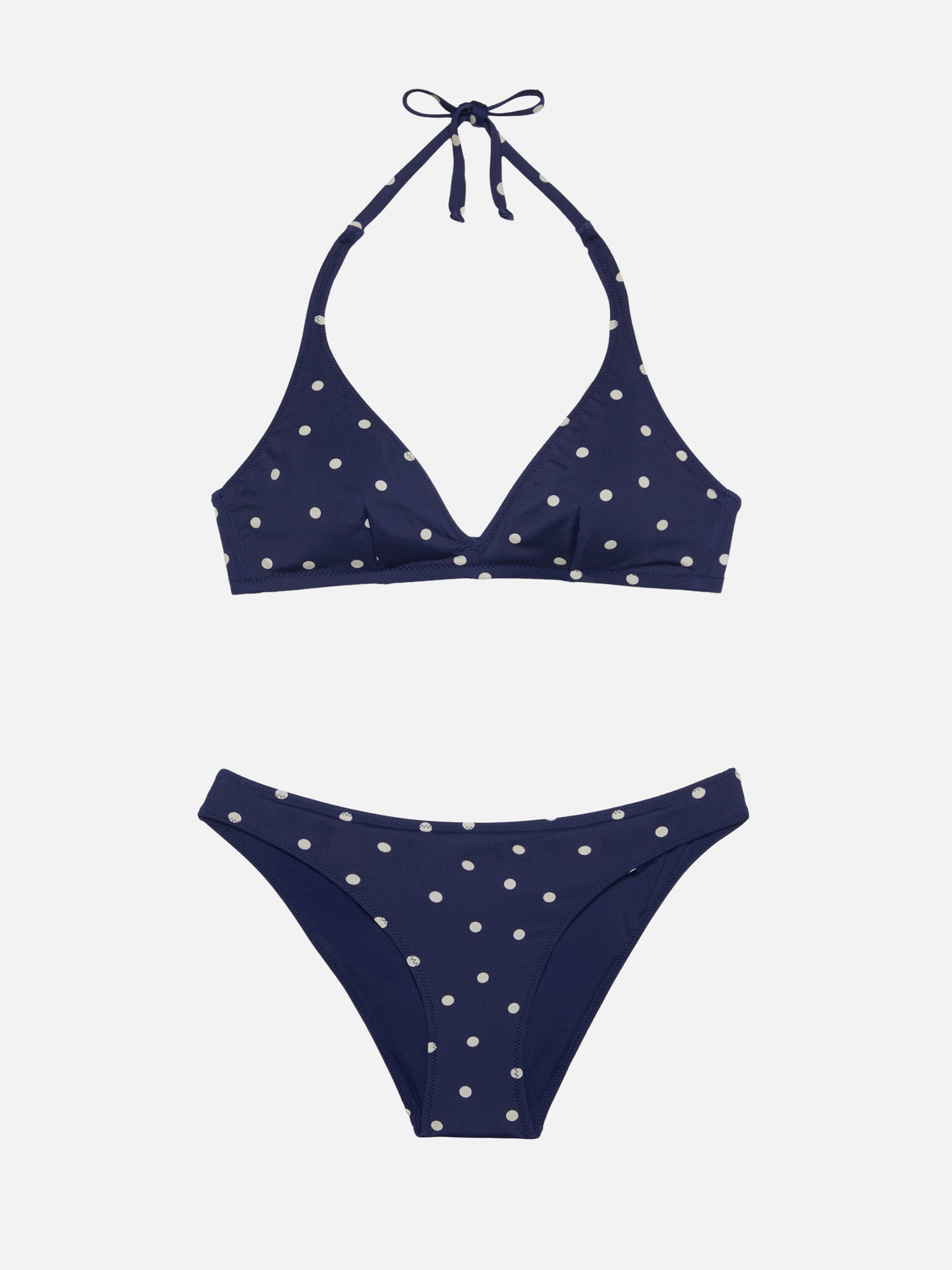 Gaia Maia Triangel-Bikini mit festem Bein, hochgeschnittenem Höschen und Polka-Dot-Muster