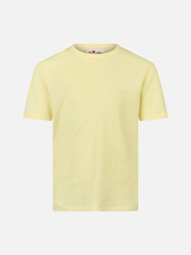 Boy pale yellow terry t-shirt Gary with St. Barth embroidery - MC2 Saint Barth