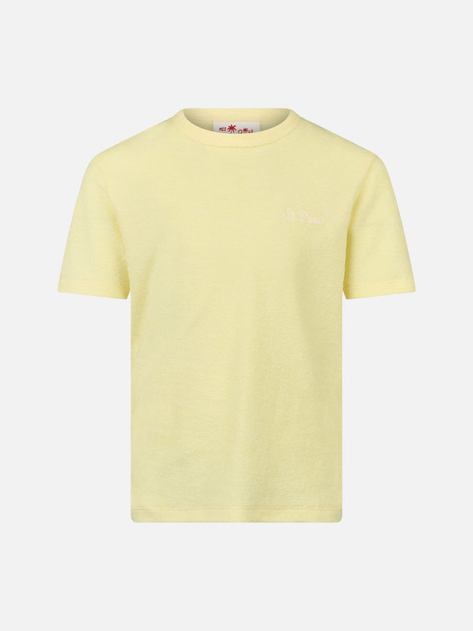 Mc2 Saint Barth T-shirt per bambino in spugna giallo pallido Gary con ricamo St. Barth