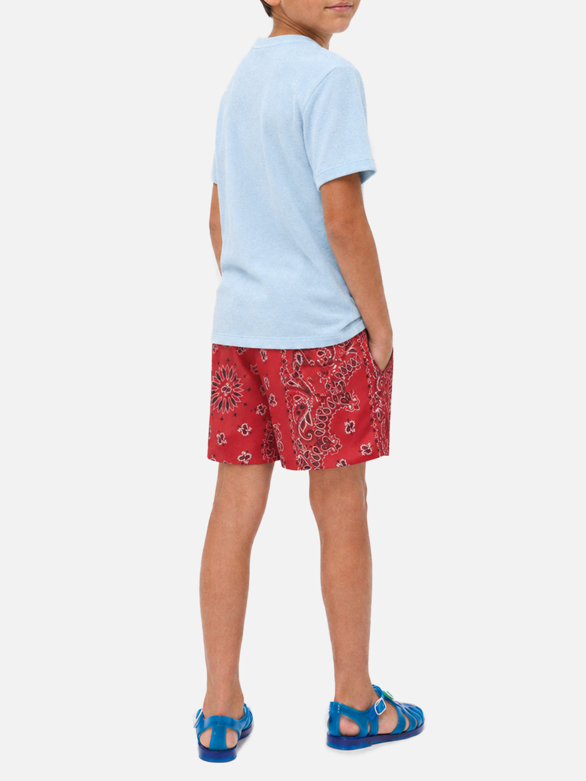 T-shirt Gary Jr in tessuto effetto spugna azzurro con logo ricamato