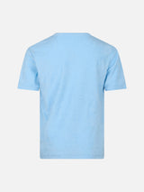 T-shirt da bambino in spugna azzurra Gary con ricamo St. Barth