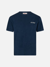 Boy navy blue terry t-shirt Gary with St. Barth embroidery