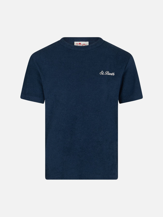 Mc2 Saint Barth T-shirt da bambino in spugna blu navy Gary con ricamo St. Barth