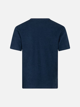 Boy navy blue terry t-shirt Gary with St. Barth embroidery - MC2 Saint Barth