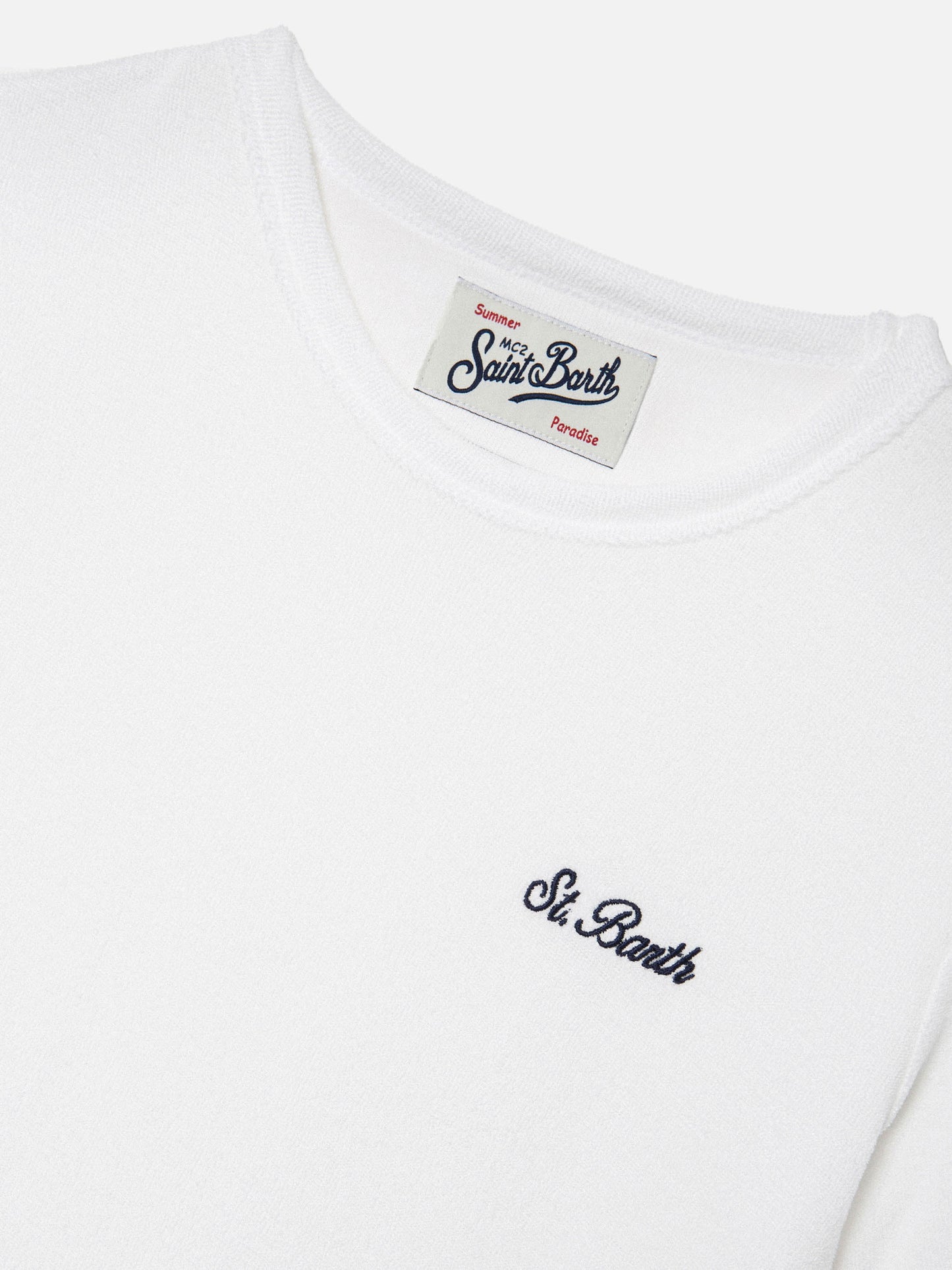 T-shirt Gary Jr in tessuto effetto spugna bianco con logo ricamato