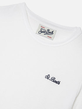 T-shirt Gary Jr in tessuto effetto spugna bianco con logo ricamato