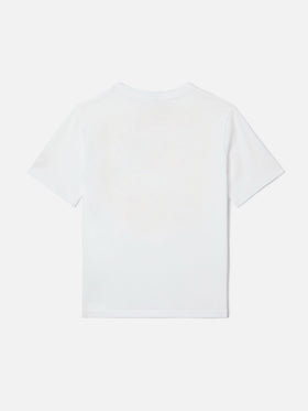 T-shirt Gary Jr in tessuto effetto spugna bianco con logo ricamato