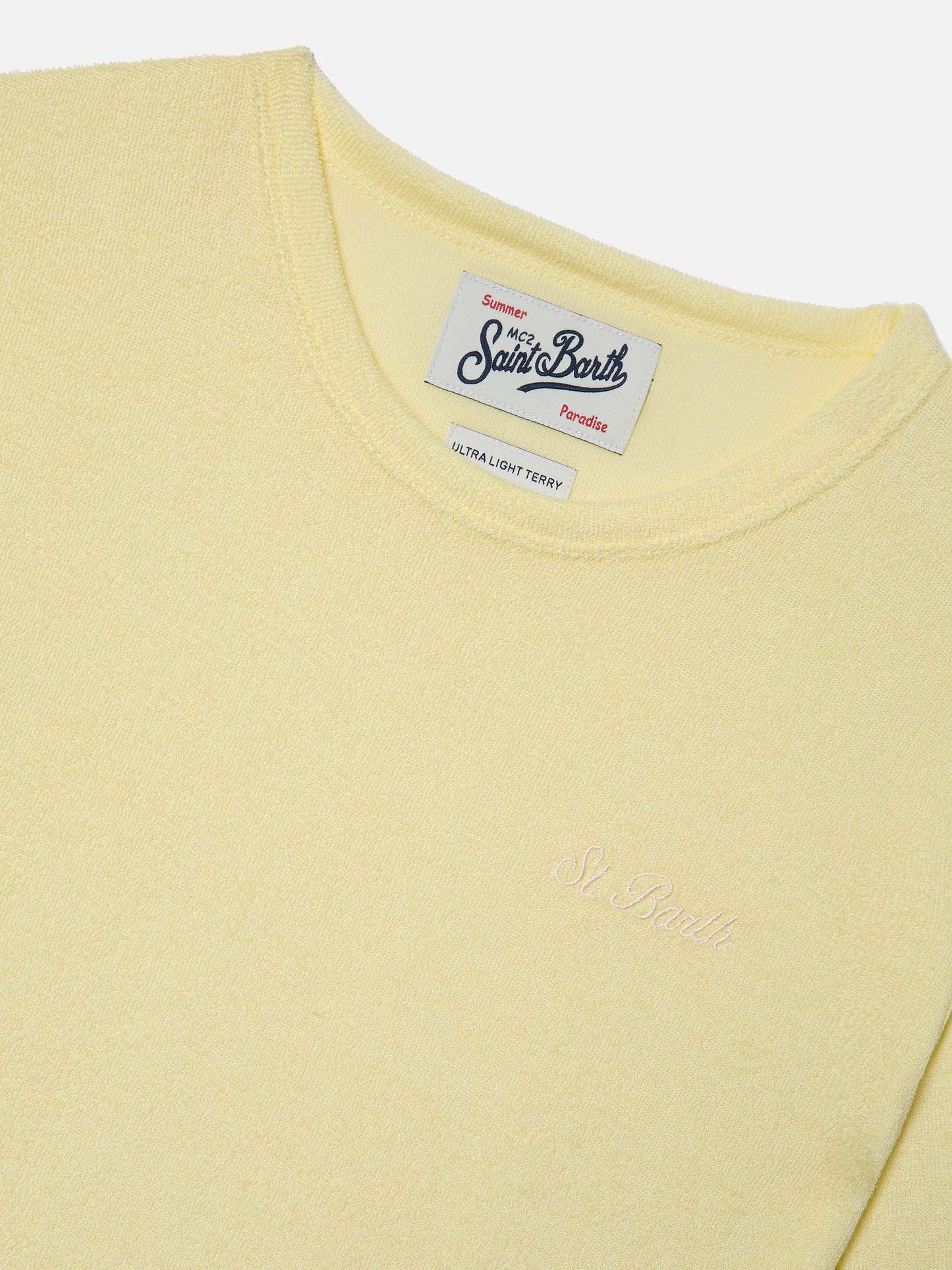 Yellow Gary Jr t-shirt in terry-effect fabric with embroidered logo