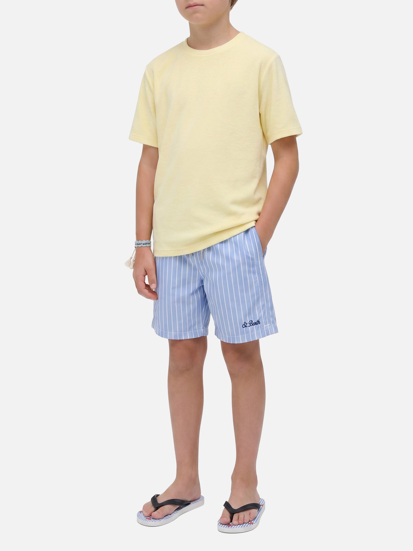 T-shirt Gary Jr in tessuto effetto spugna giallo con logo ricamato