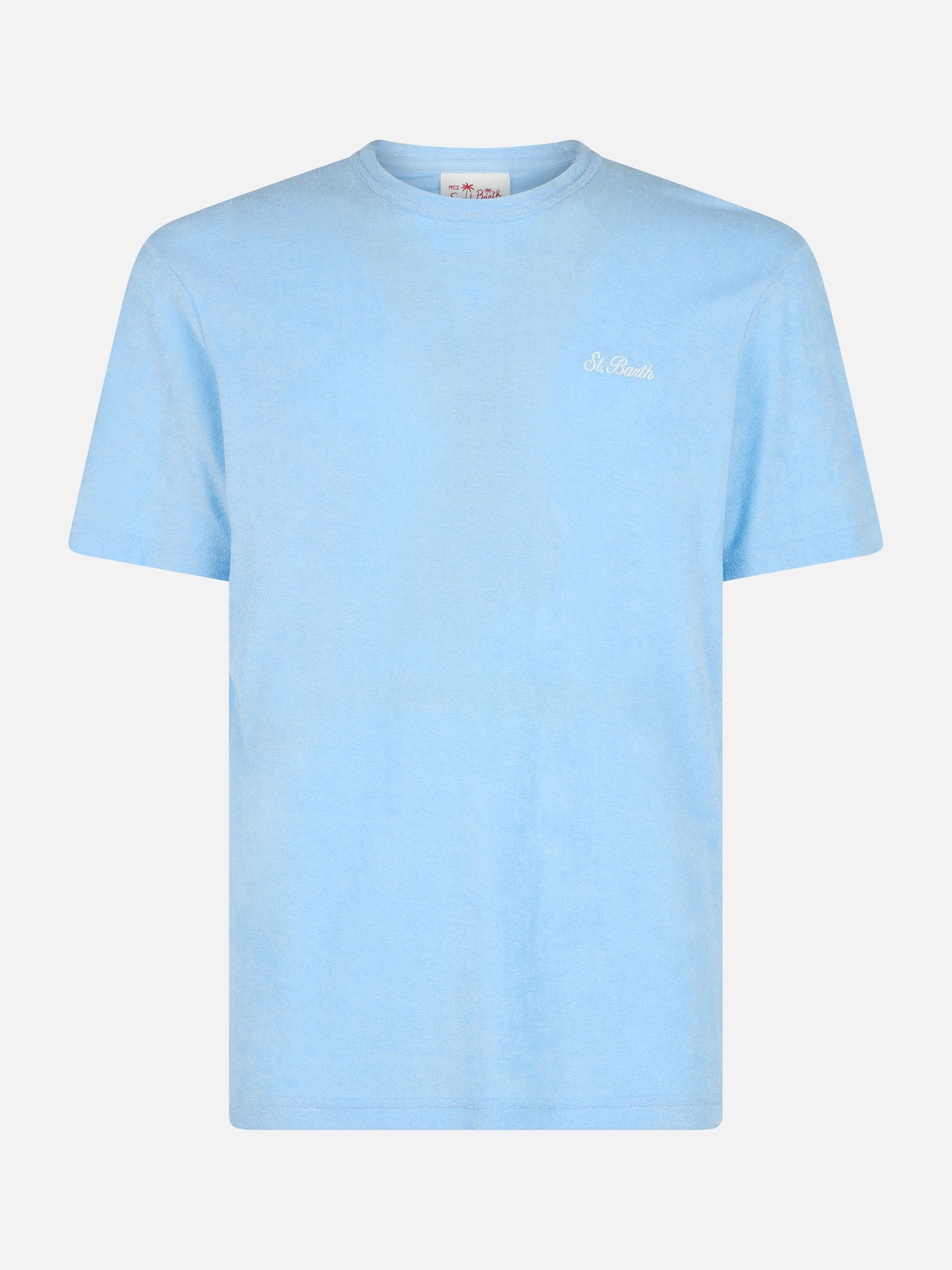 Tshirt in spugna azzurro chiaro Gary con ricamo St. Barth