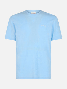 Tshirt in spugna azzurro chiaro Gary con ricamo St. Barth