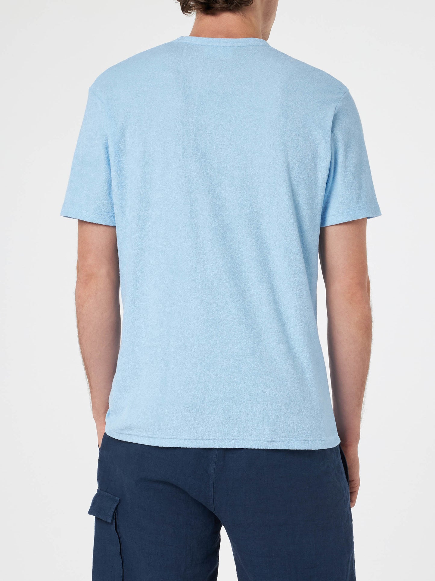 Tshirt in spugna azzurro chiaro Gary con ricamo St. Barth