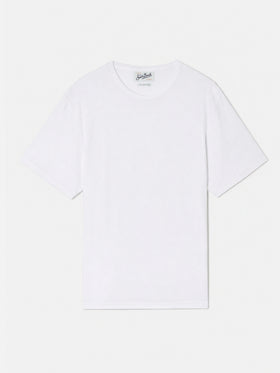 T-shirt Gary in cotone effetto spugna bianca con ricamo logo