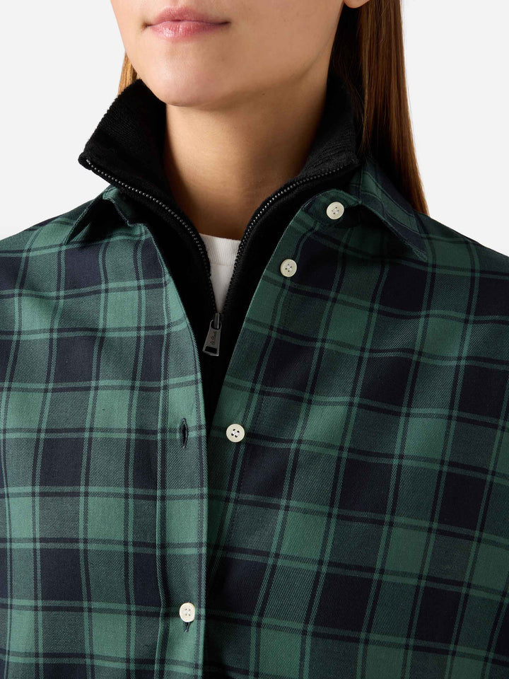 Camisa de franela de algodón Green Gigy con estampado de cuadros buffalo y bordado Après Chic 