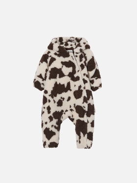 Glace Teddy padded snowsuit with teddy lining, cow print