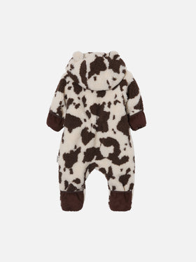 Glace Teddy padded snowsuit with teddy lining, cow print
