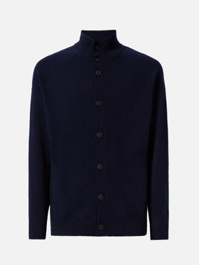 Marineblauer Cardigan Galway aus 100% Lammwolle