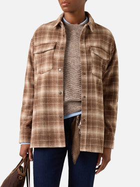 Sovracamicia in flanella Cambry con motivo tartan e ricamo logo