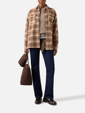 Sovracamicia in flanella Cambry con motivo tartan e ricamo logo