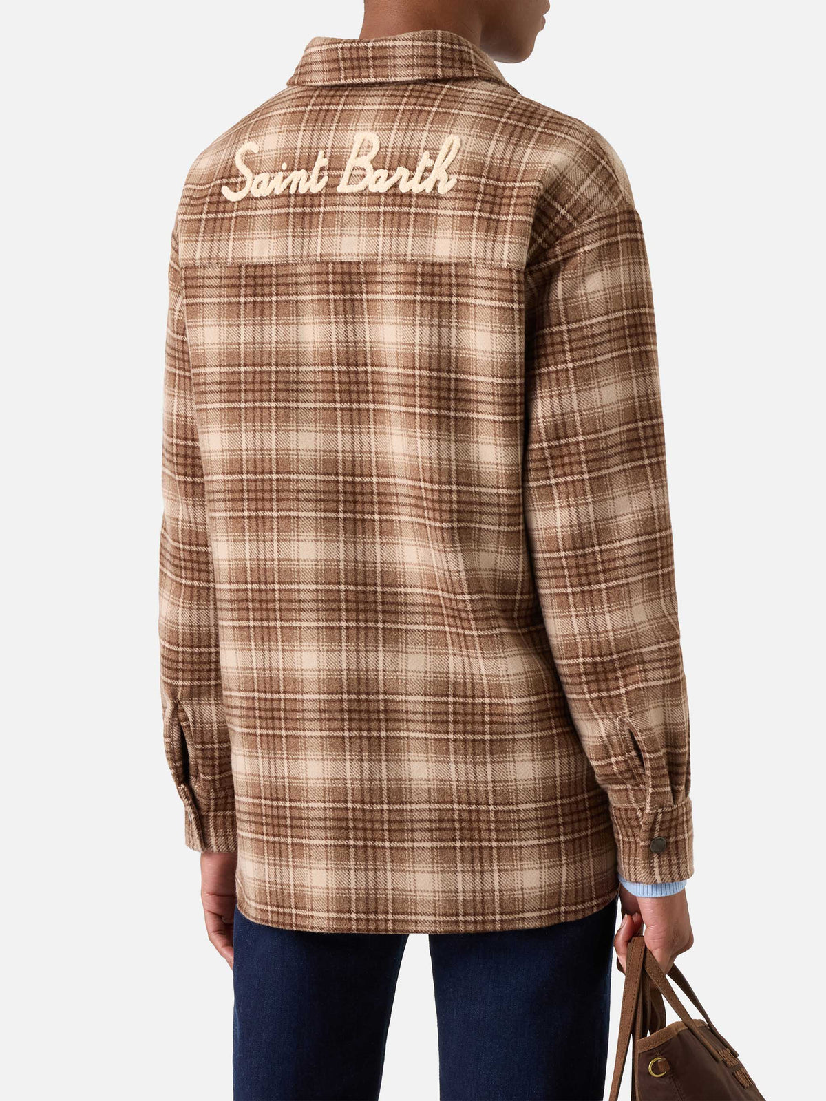 Sovracamicia in flanella Cambry con motivo tartan e ricamo logo