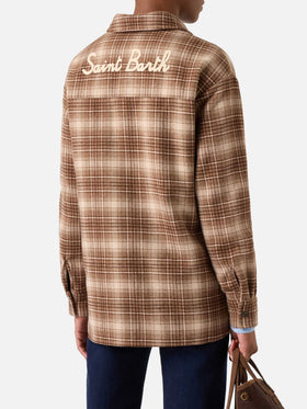 Sovracamicia in flanella Cambry con motivo tartan e ricamo logo