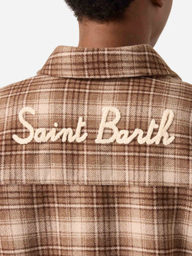 Sovracamicia in flanella Cambry con motivo tartan e ricamo logo