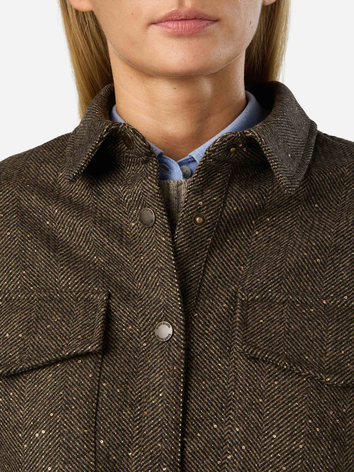 Surchemise Cambry en mélange de laine à motif chevrons 