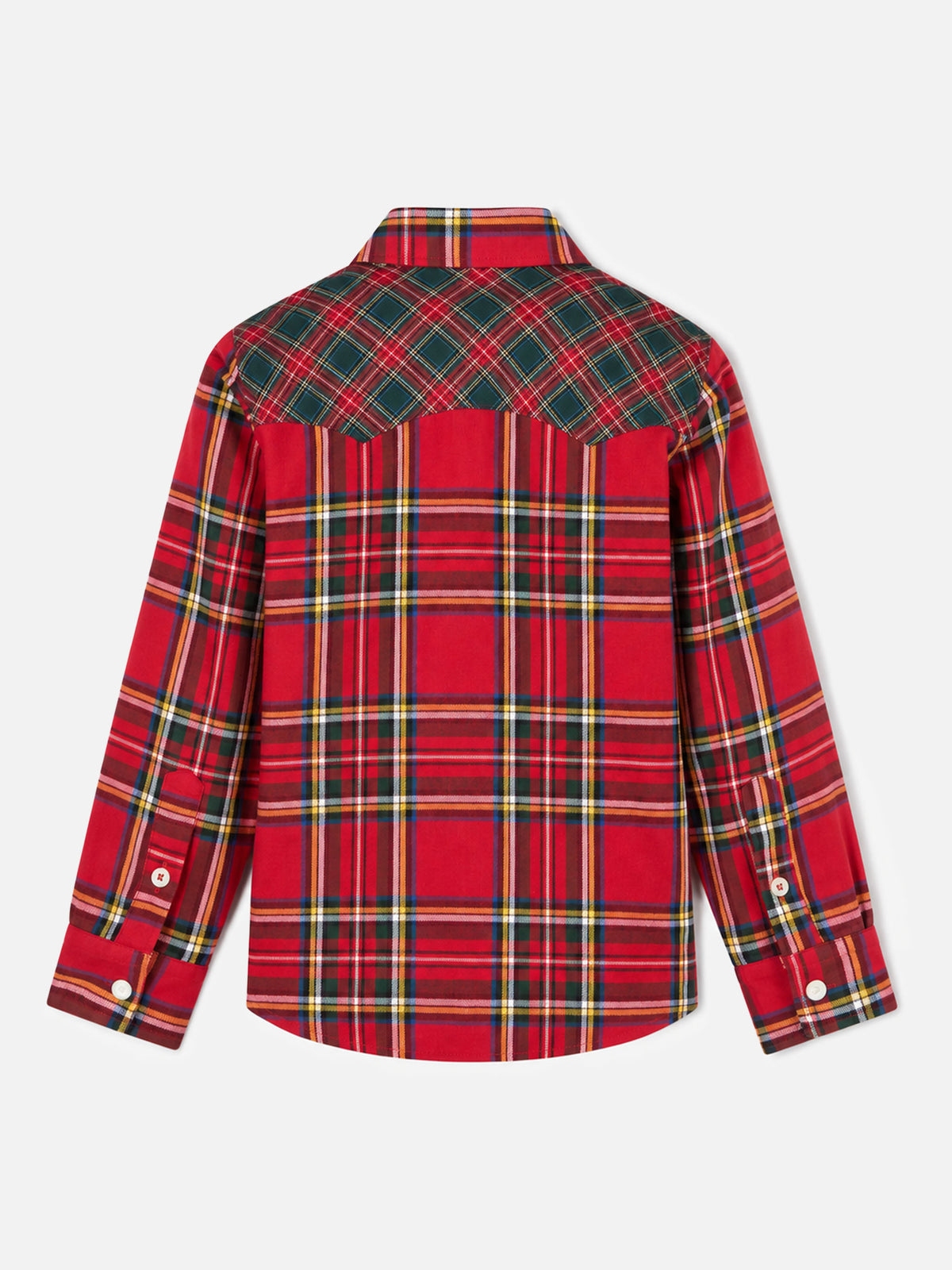 Red tartan Greg Jr shirt with logo embroidery on the pocket
