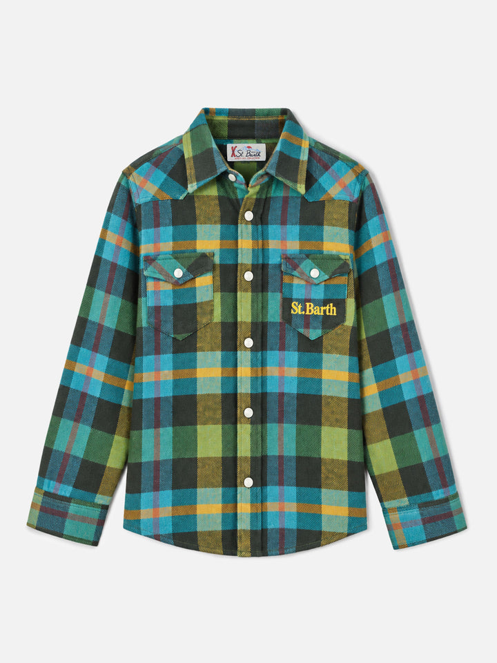 Camicia da bambino con stampa tartan
