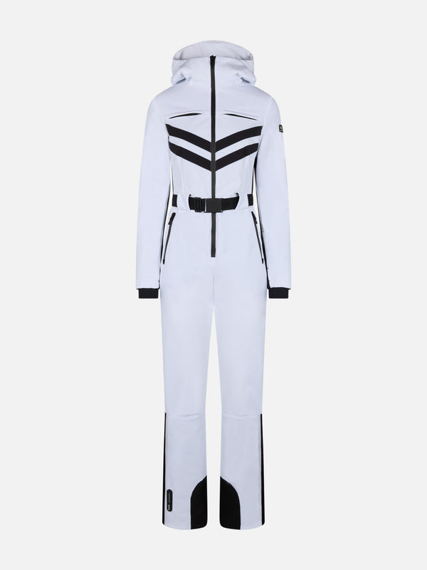 Woman white ski suit Garmisch