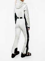 Woman white ski suit Garmisch with RECCO® technology