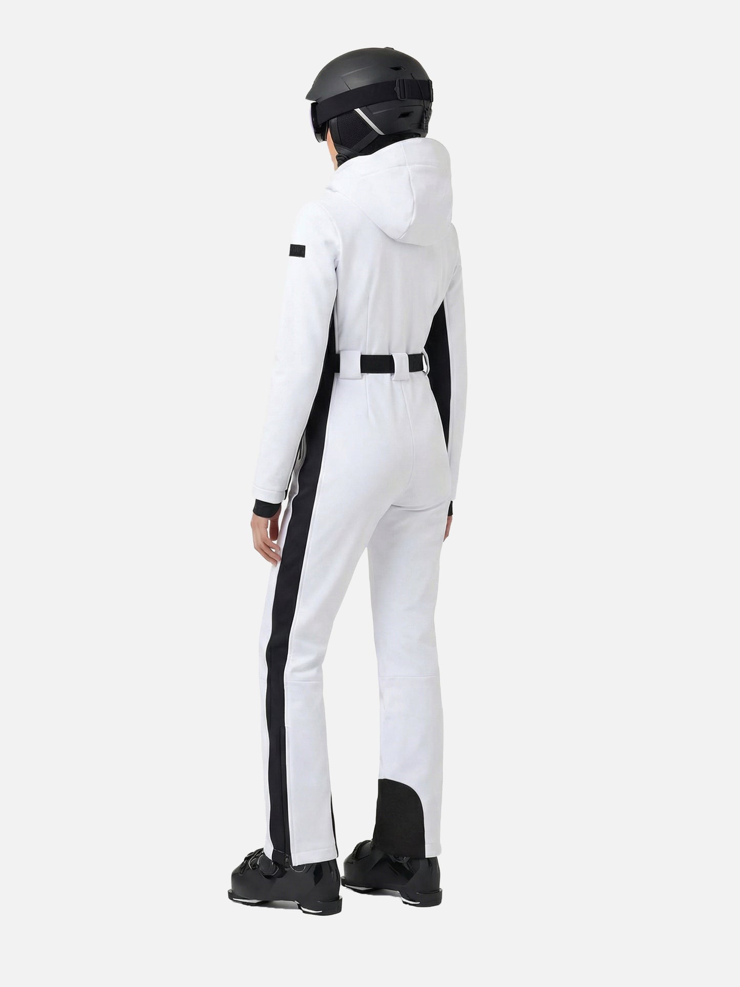 Woman white ski suit Garmisch with RECCO® technology