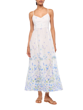 Guadalupe linen slip dresso with flower print - MC2 Saint Barth