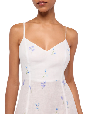 Guadalupe linen slip dresso with flower print - MC2 Saint Barth