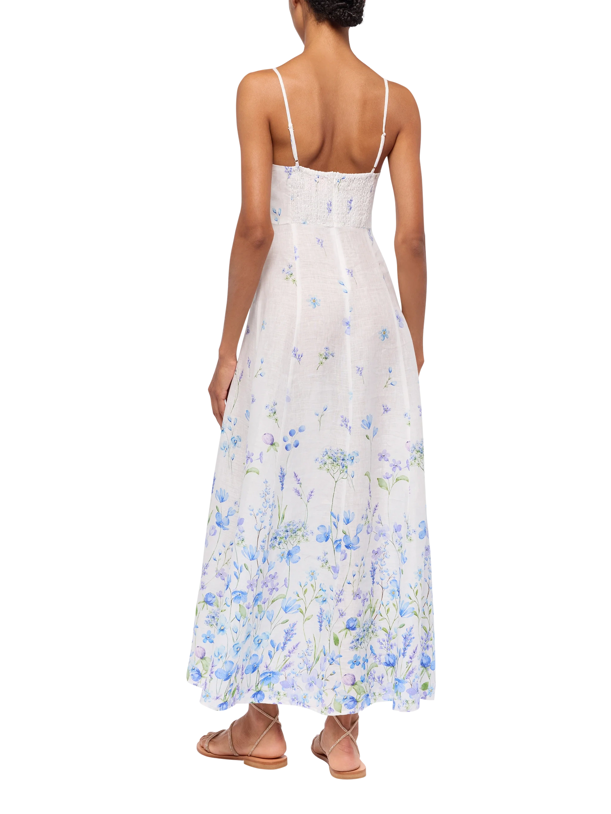 Guadalupe linen slip dresso with flower print - MC2 Saint Barth
