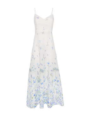 Guadalupe linen slip dresso with flower print - MC2 Saint Barth