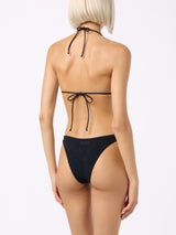 Woman black crinkle triangle bikini Guiana Elise