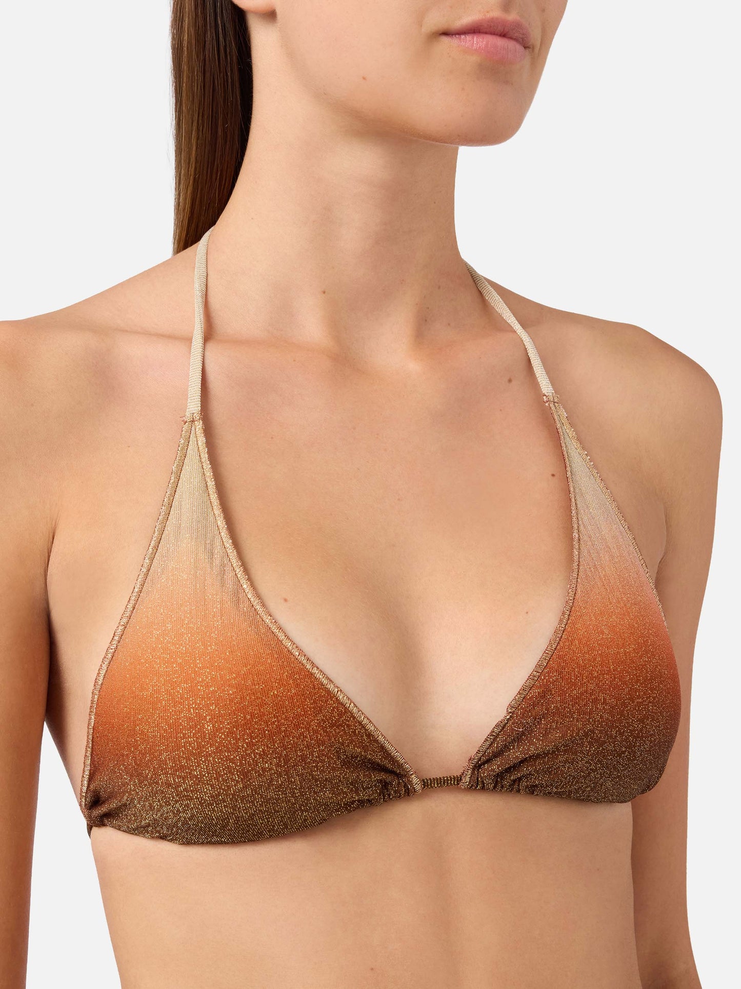 Guiana Overlock Triangel-Bikinioberteil aus degradé Lurex 