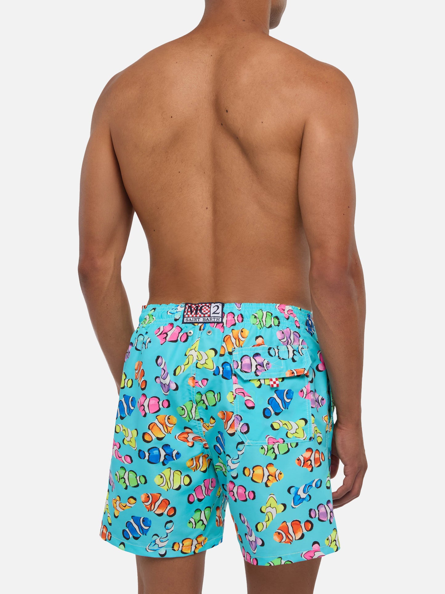 Man classic swim shorts with multicolor clownfish print