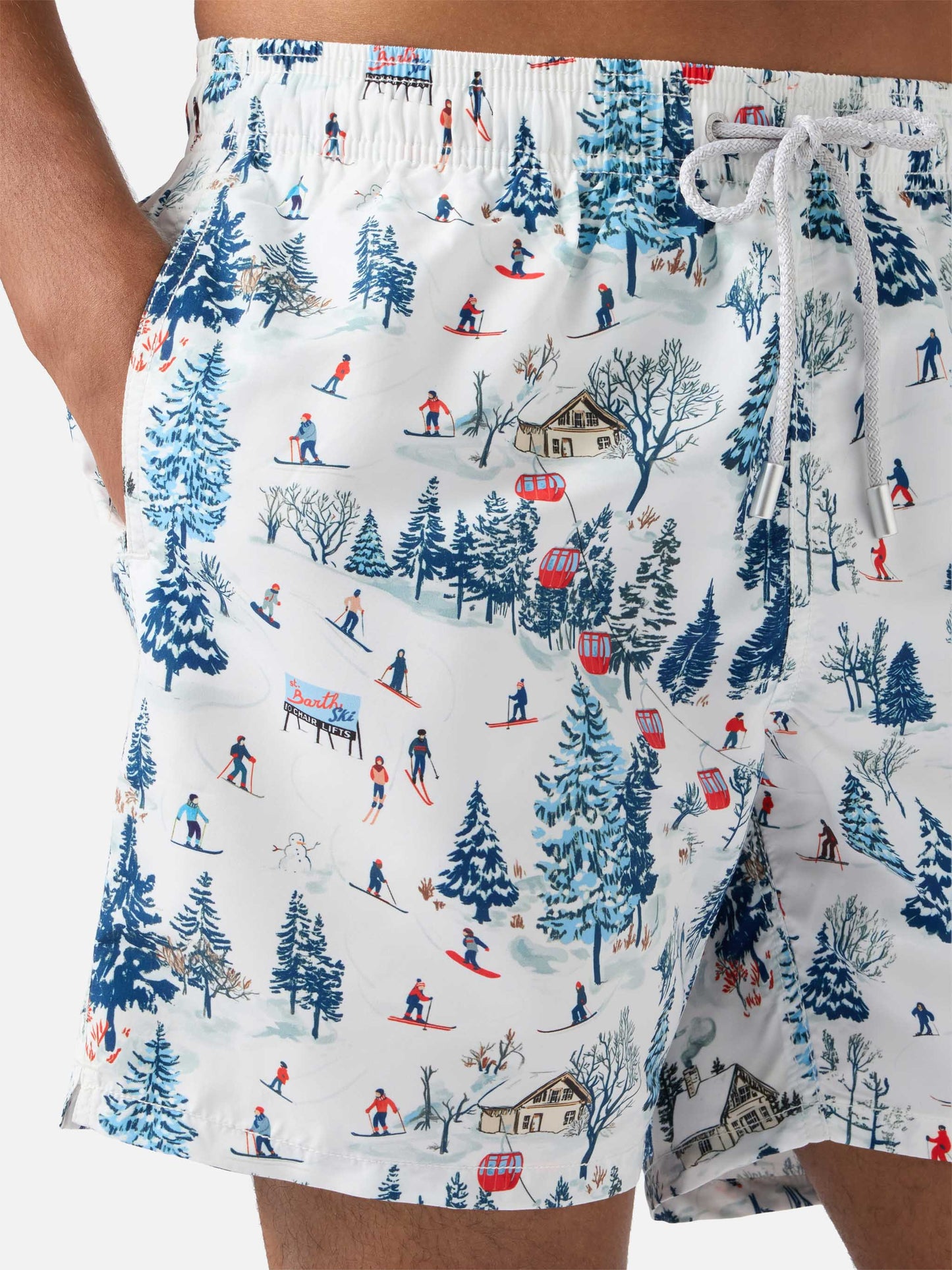 Costume mare lunghezza media Gustavia con stampa pista da sci